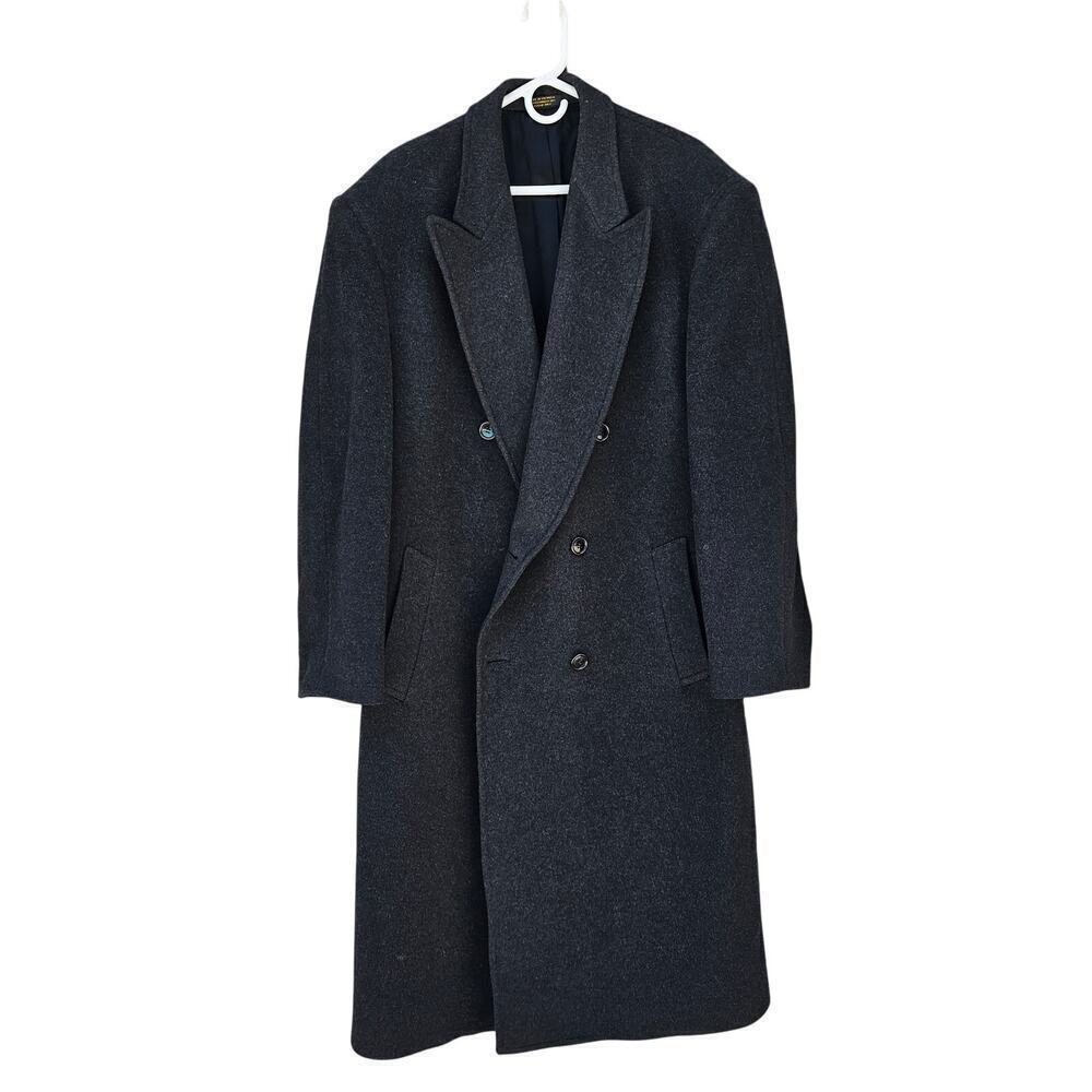 Daniel Hechter Cashmere Blend Double Breasted Coat Dark Grey Size 44